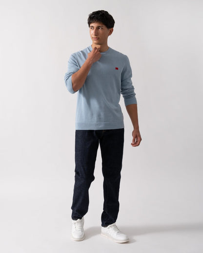 HUGO San Cassius Mens Crew Neck Sweater - Open Blue 483