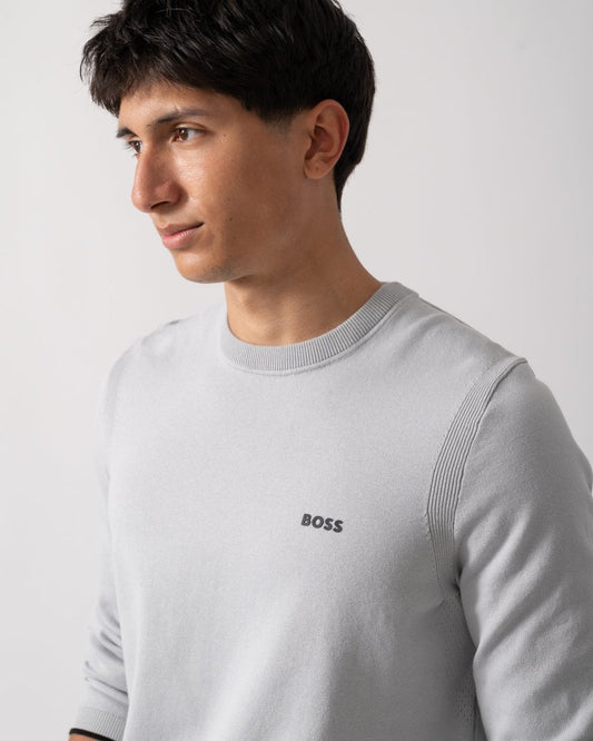 BOSS Green Ever-X Crew Neck Mens Jumper - Light/Pastel Grey 052