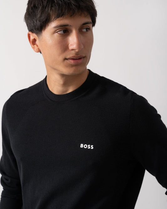 BOSS Green Momentum Lite Mens Crew Neck Jumper - Black 001