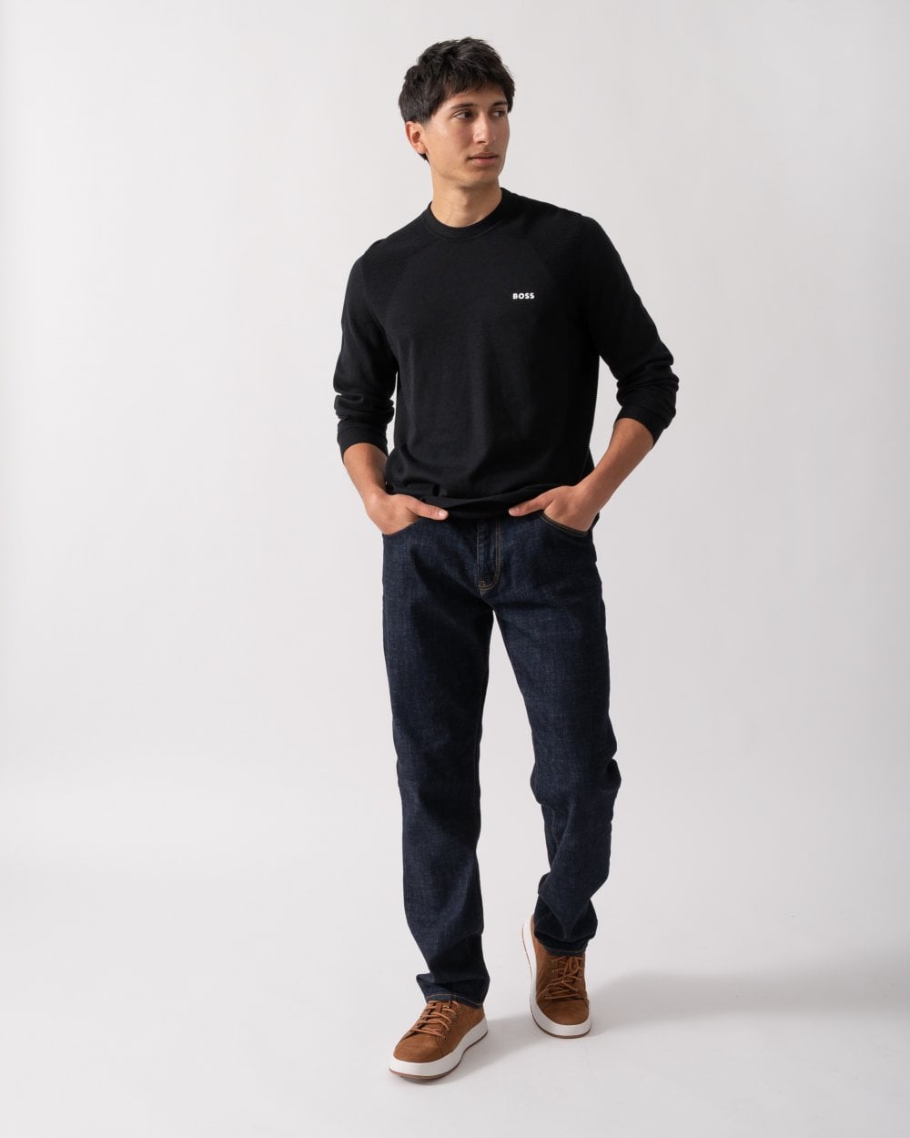 BOSS Green Momentum Lite Mens Crew Neck Jumper - Black 001