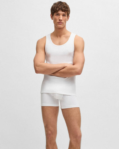 BOSS Orange Mens Cotton Tank Tops with Embroidered Logos NOS - White 100
