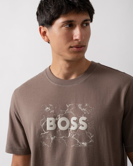BOSS Orange Logospace Mens T-Shirt - Open Beige 294