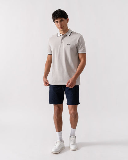 BOSS Green Paddy Contrast Mens Polo - Open Grey 070