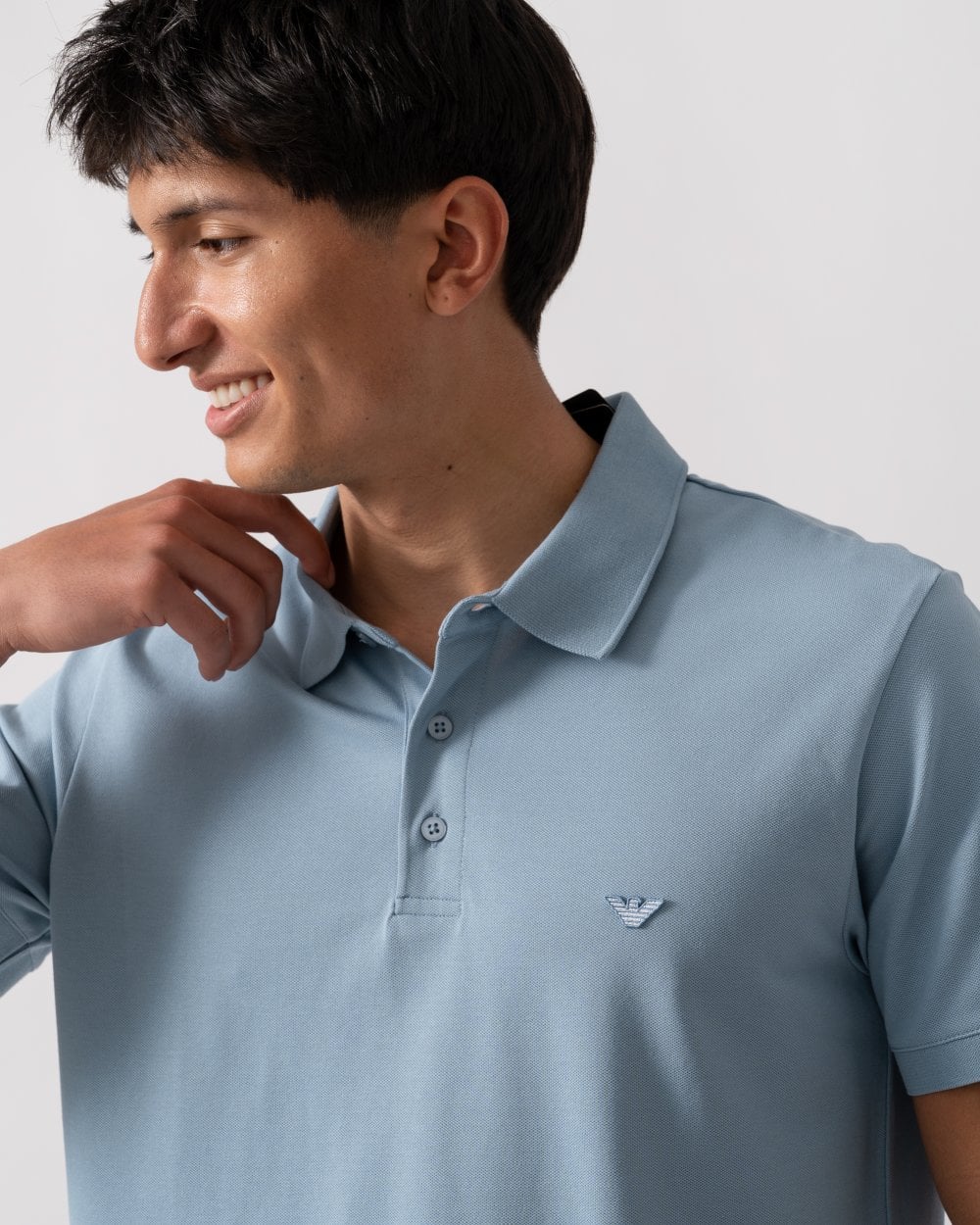 Emporio Armani Mens Eagle Logo Beach Polo - Ashley Blue