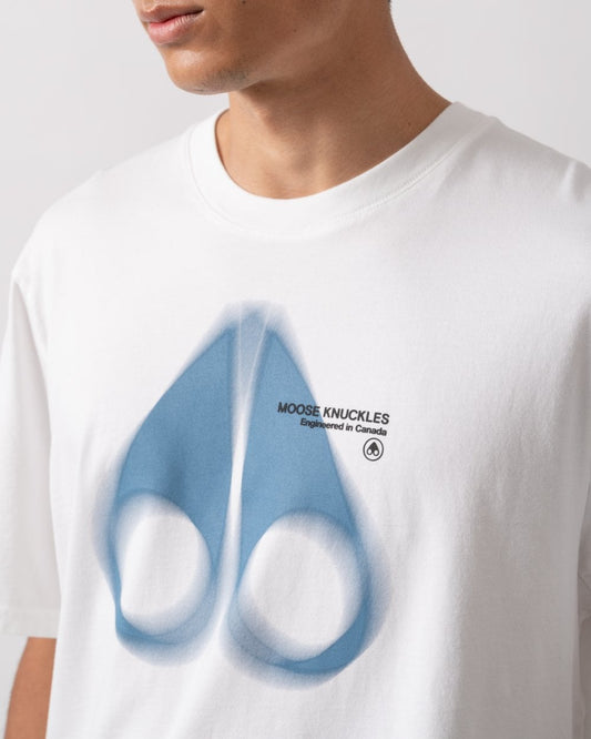 Moose Knuckles Maurice Mens Blur Logo T-Shirt - Milky Way 891