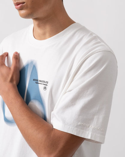 Moose Knuckles Maurice Mens Blur Logo T-Shirt - Milky Way 891