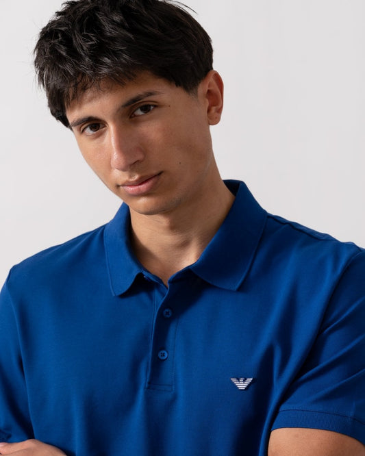 Emporio Armani Mens Eagle Logo Beach Polo - Sodalite Blue
