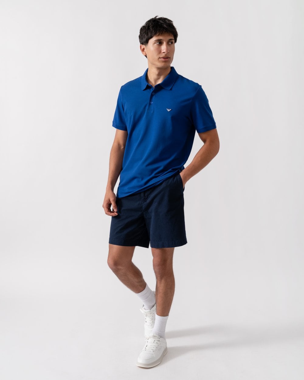 Emporio Armani Mens Eagle Logo Beach Polo - Sodalite Blue