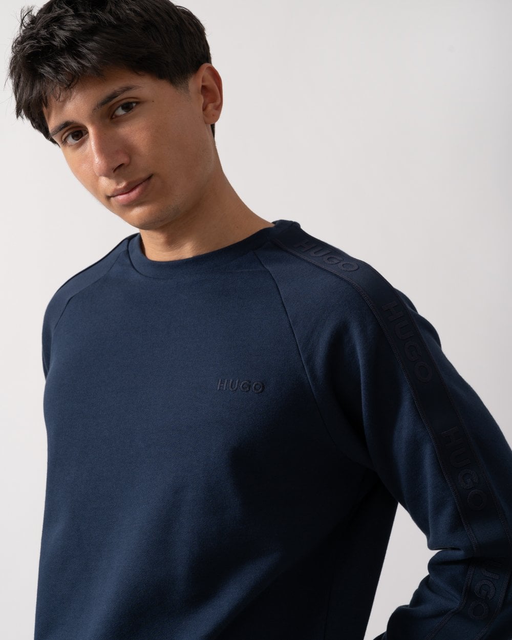 HUGO HUGO LIAM Mens Crew Neck Sweatshirt with Logo Tape