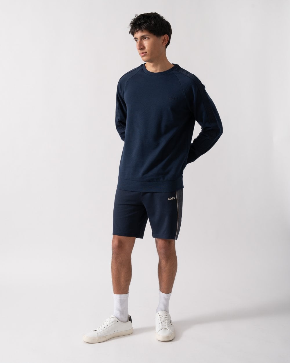 HUGO HUGO LIAM Mens Crew Neck Sweatshirt with Logo Tape