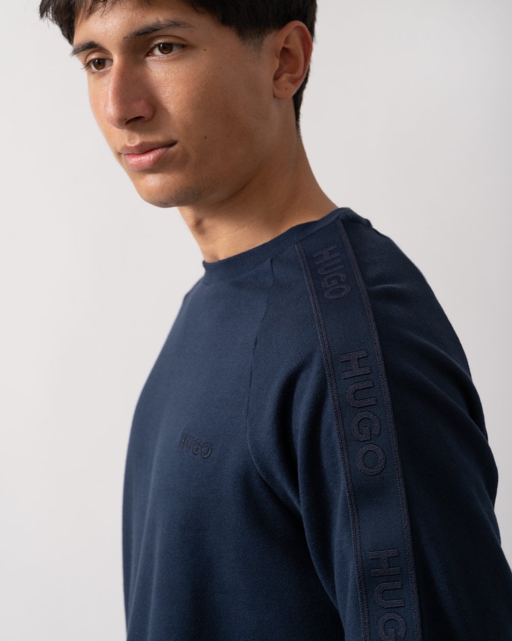 HUGO HUGO LIAM Mens Crew Neck Sweatshirt with Logo Tape