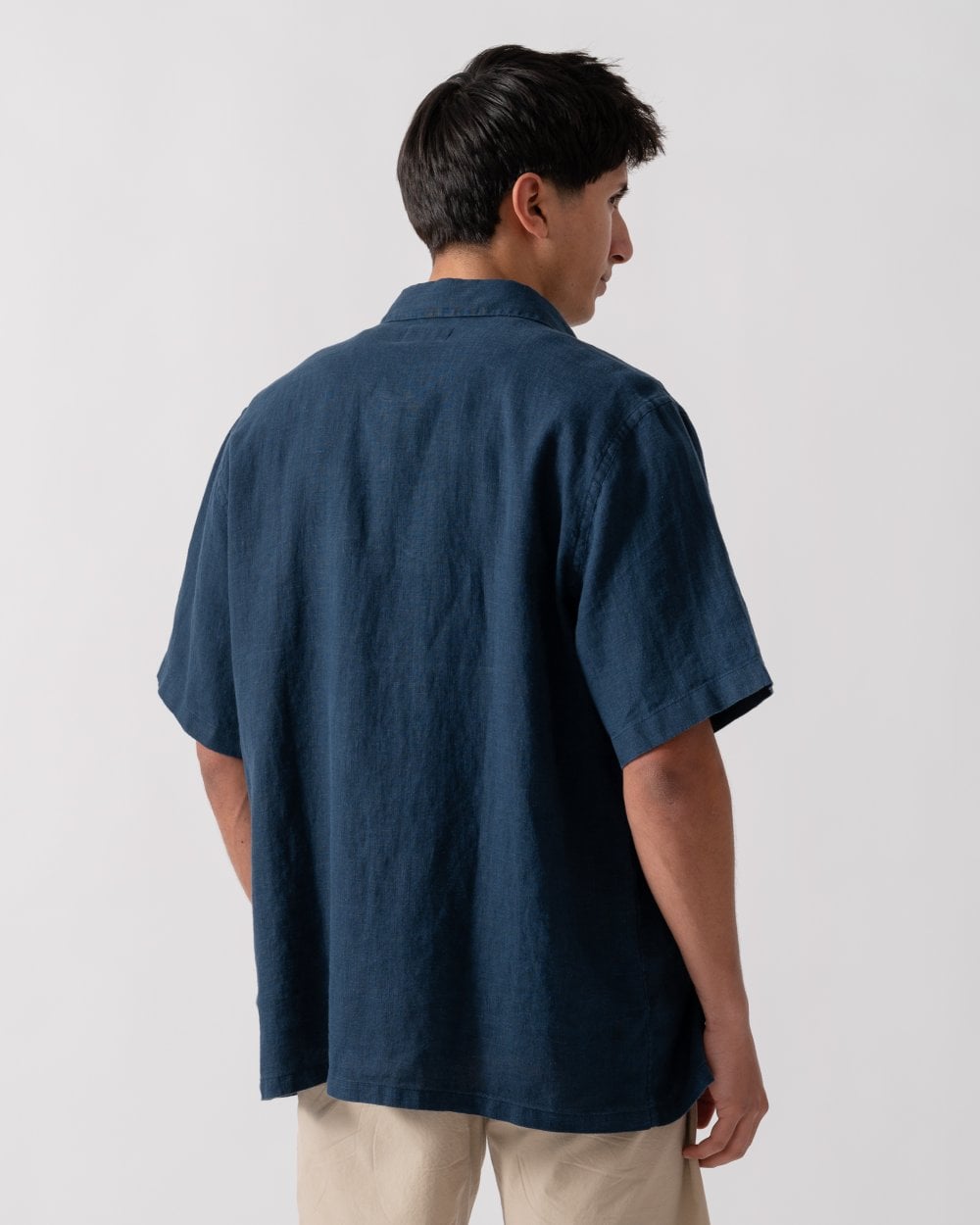 Oliver Sweeney Somerton Mens Short Sleeve Linen Shirt - Navy