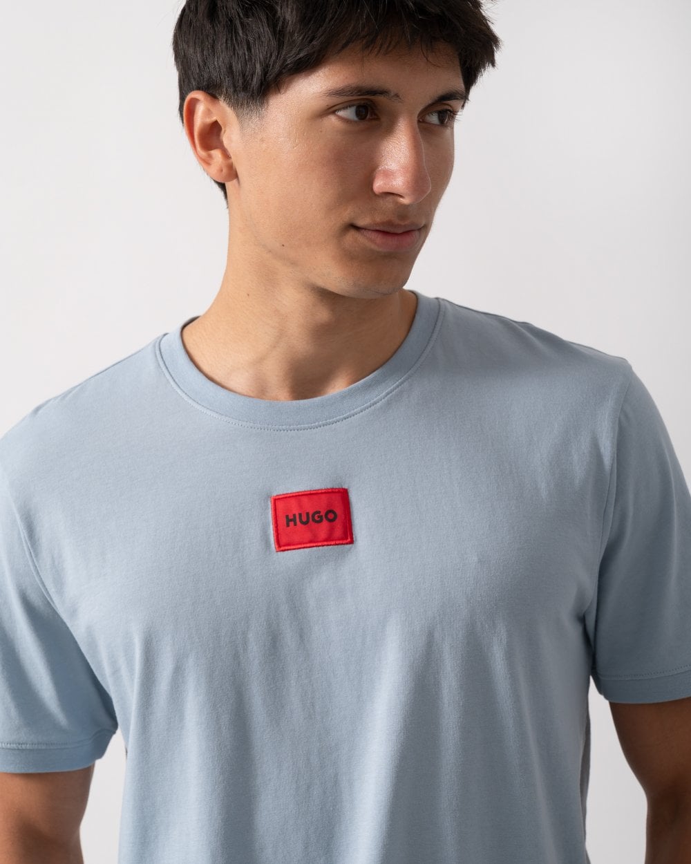 HUGO Diragolino212 Label Logo Mens T-Shirt - Open Blue 483