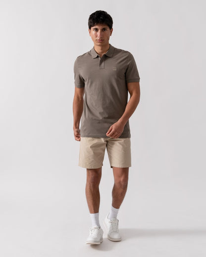 BOSS Orange Passenger Mens Stretch-Cotton Slim-Fit Polo Shirt with Logo Patch - Open Beige 294