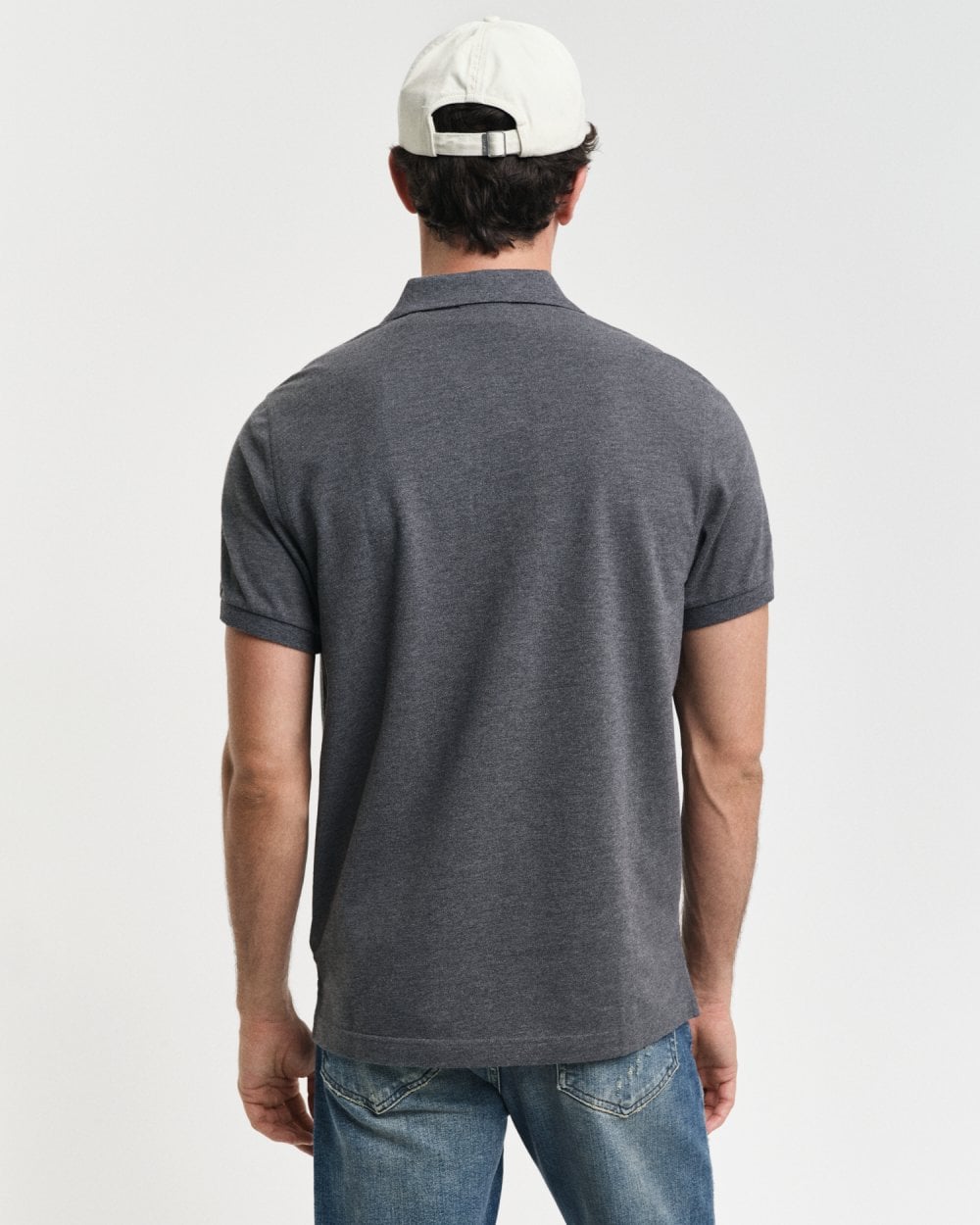 GANT Mens Regular Fit Short Sleeve Shield Logo Pique Polo - 95 Anthracite Melange