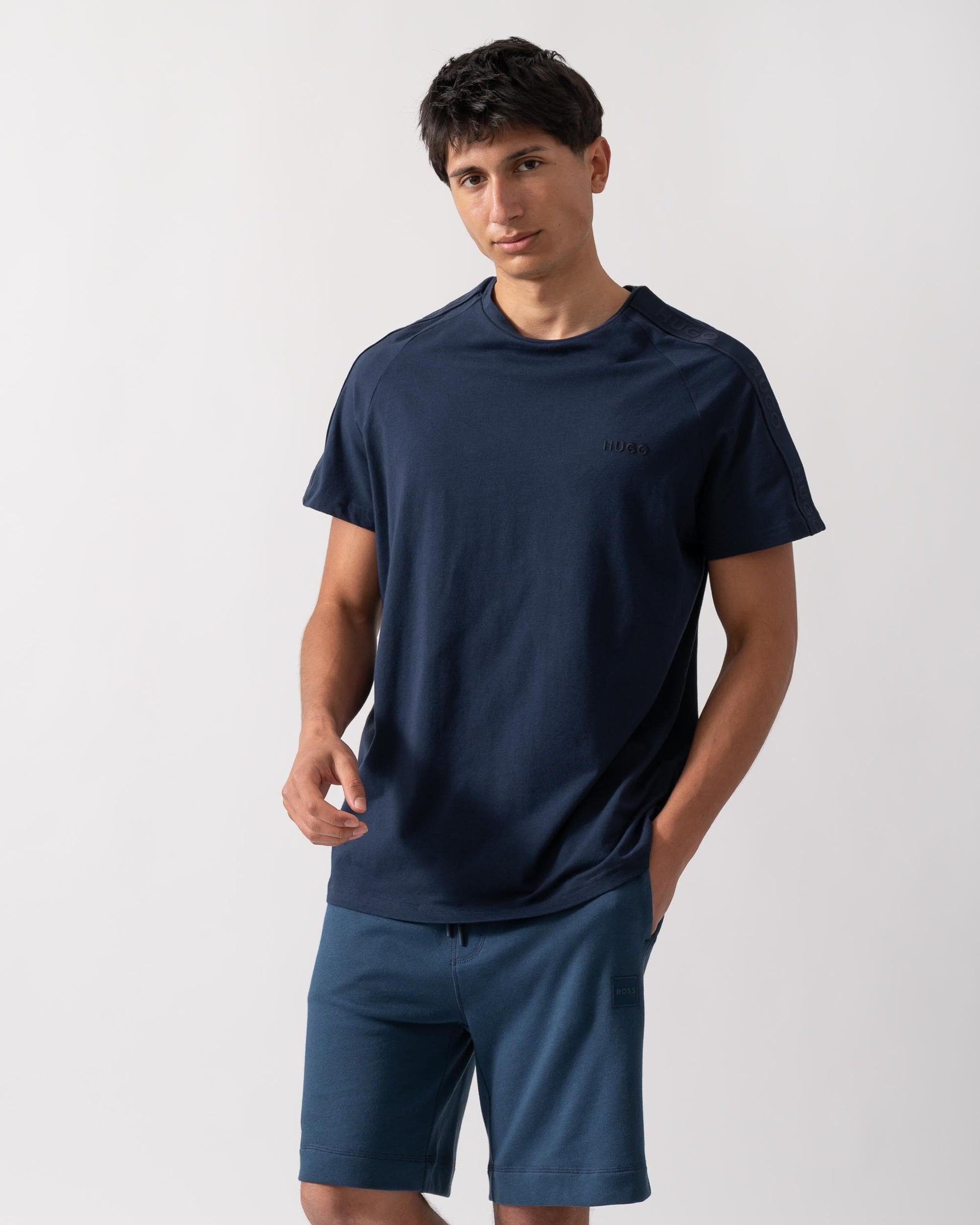 HUGO HUGO LIAM Mens Crew Neck T-Shirt with Logo Tape