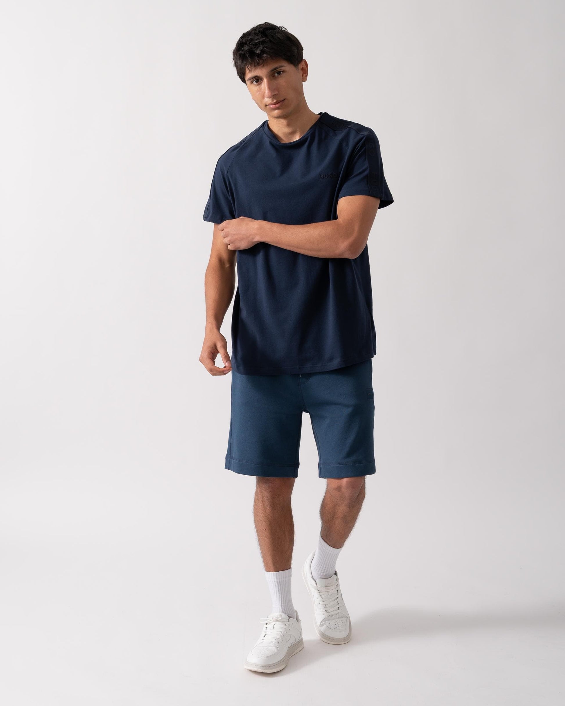 HUGO HUGO LIAM Mens Crew Neck T-Shirt with Logo Tape