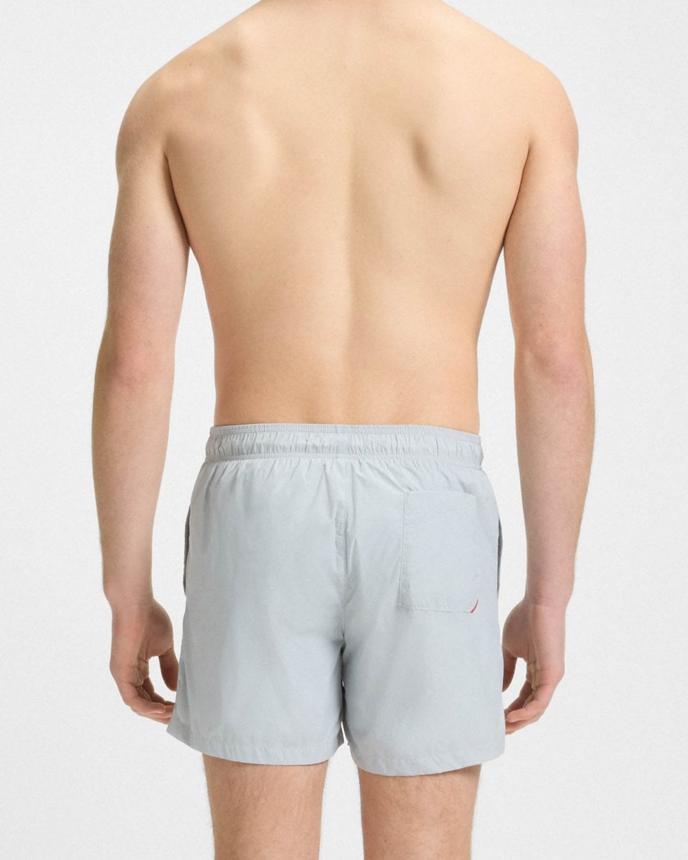 HUGO HAITI Mens Fully Lined Swim Shorts with Contrast Logo - Light/Pastel Grey 050