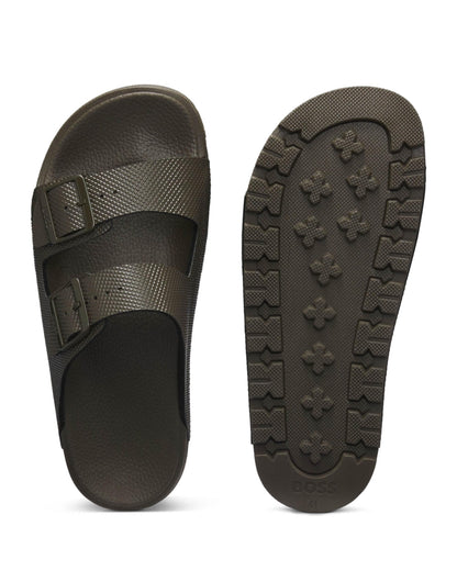 BOSS Orange Surfley Mens Twin-Strap Sandals - Dark Green 308