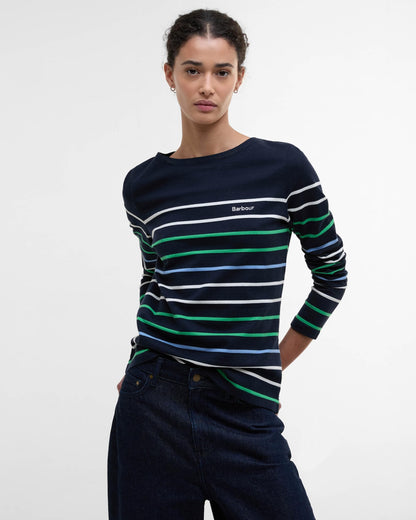 Barbour Hawkins Womens Striped Long-Sleeved T-Shirt - Navy Stripe NY74