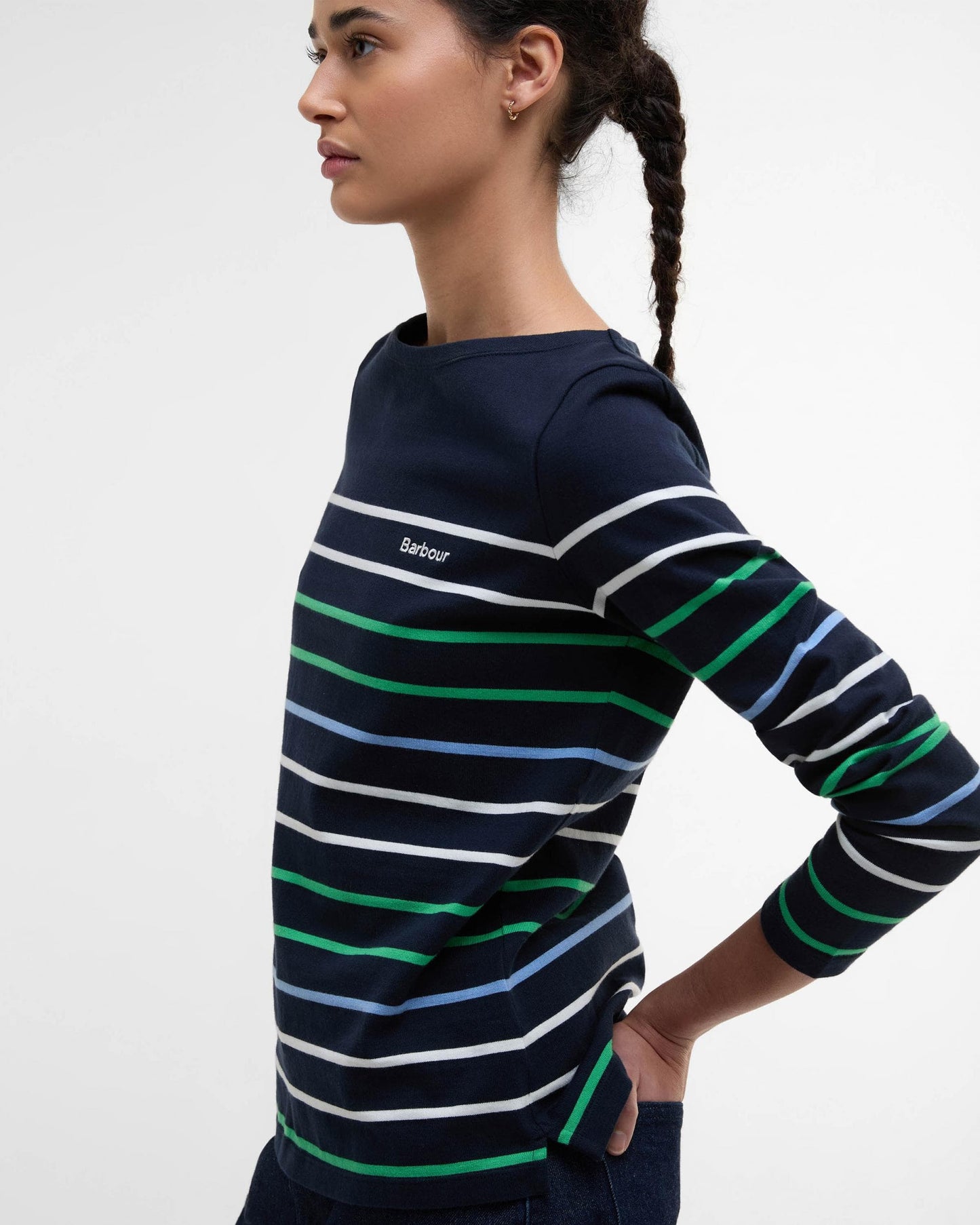 Barbour Hawkins Womens Striped Long-Sleeved T-Shirt - Navy Stripe NY74
