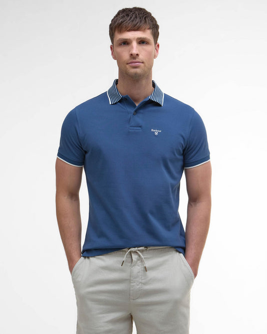 Barbour Denwick Mens Tailored Polo Shirt - Dark Denim