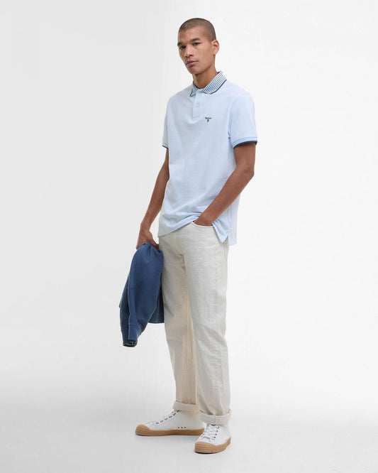 Barbour Denwick Mens Tailored Polo Shirt - Bleached Blue