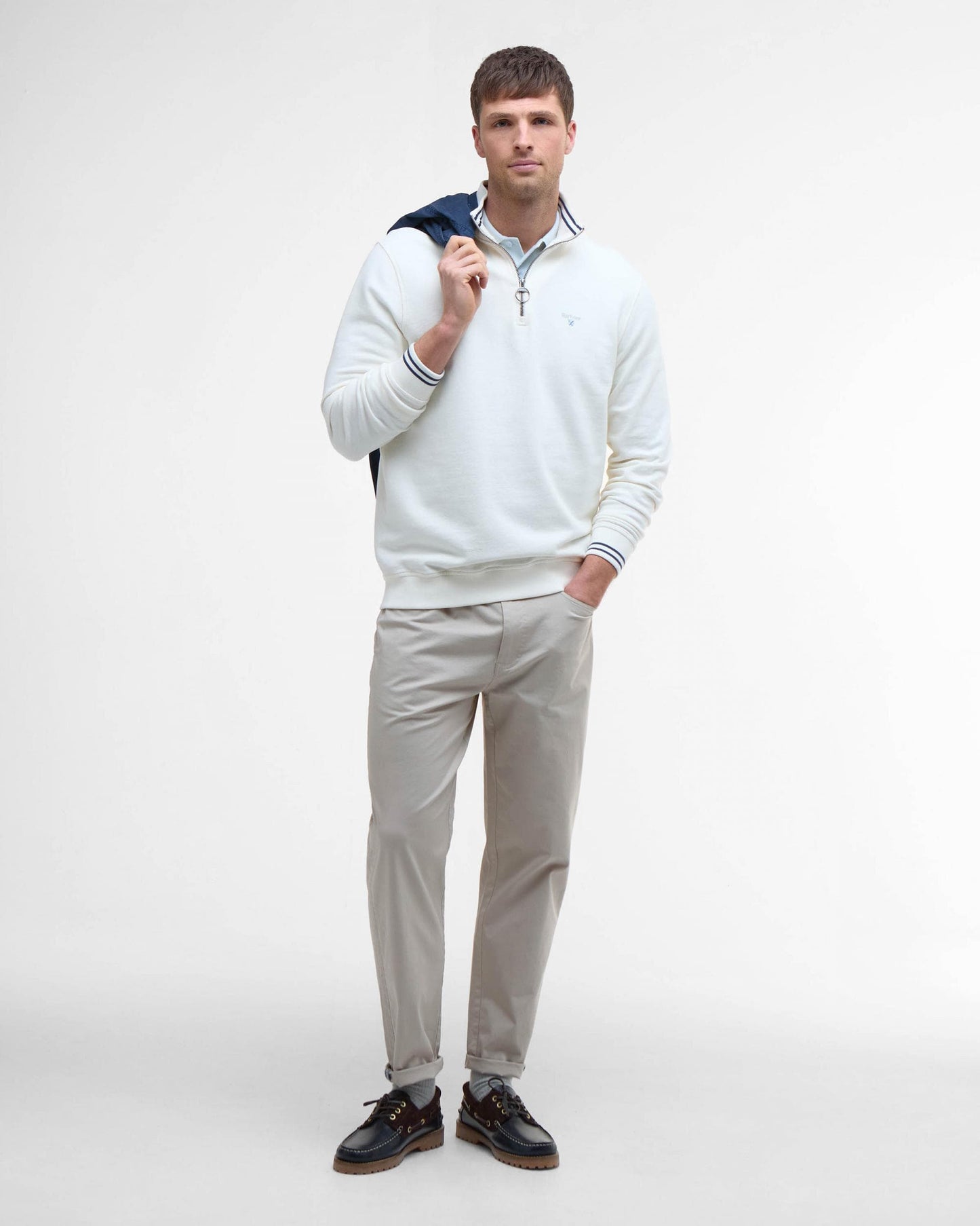 Barbour Rosford Mens Half Zip Sweatshirt - Whisper White
