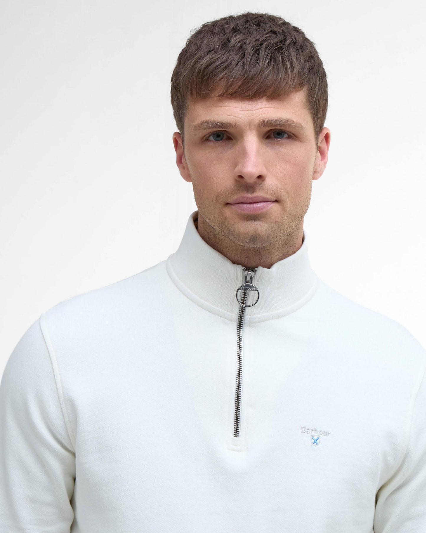 Barbour Rosford Mens Half Zip Sweatshirt - Whisper White