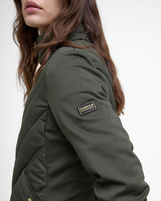 Barbour International Natalia Womens Quilted Hybrid Jacket - Envy