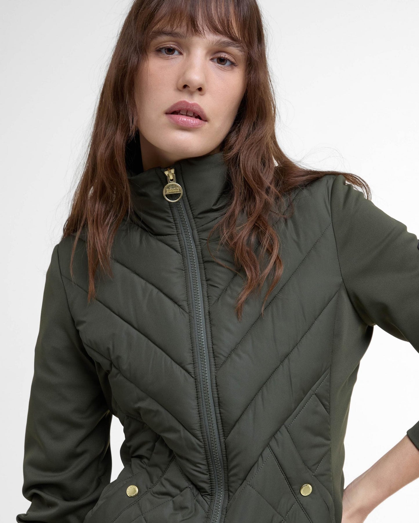 Barbour International Natalia Womens Quilted Hybrid Jacket - Envy