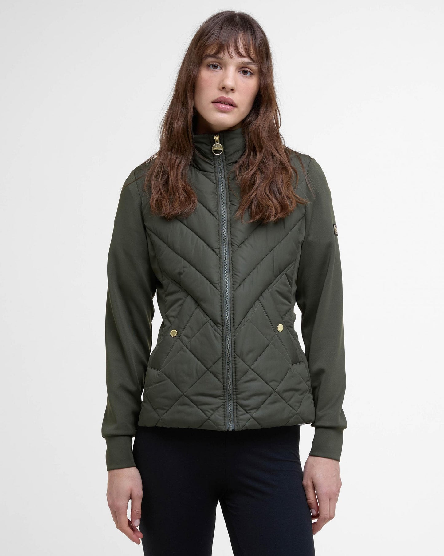Barbour International Natalia Womens Quilted Hybrid Jacket - Envy