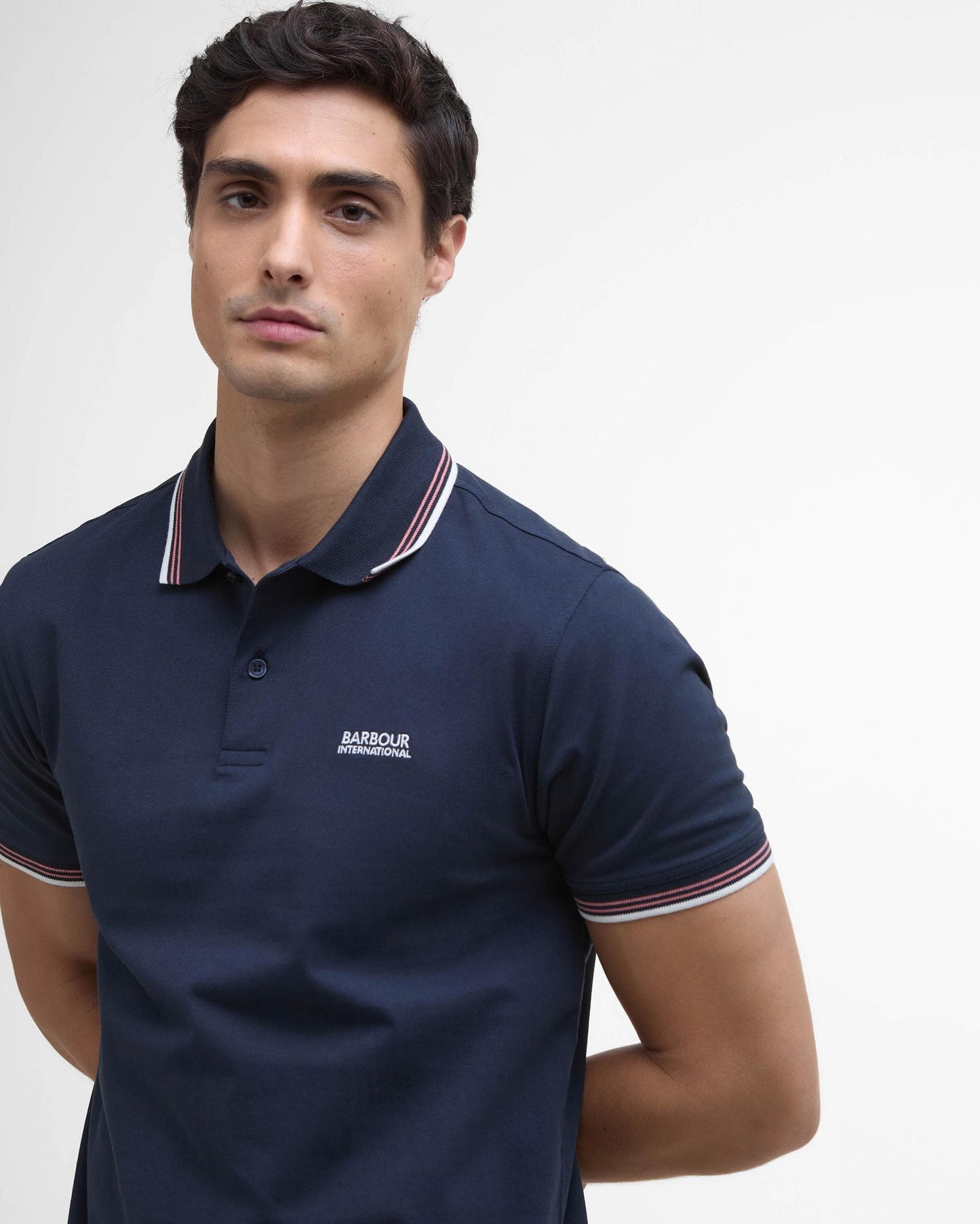 Barbour International Ethan Mens Tipped Polo Shirt - Navy