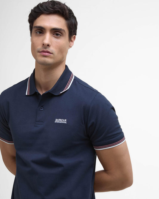 Barbour International Ethan Mens Tipped Polo Shirt - Navy