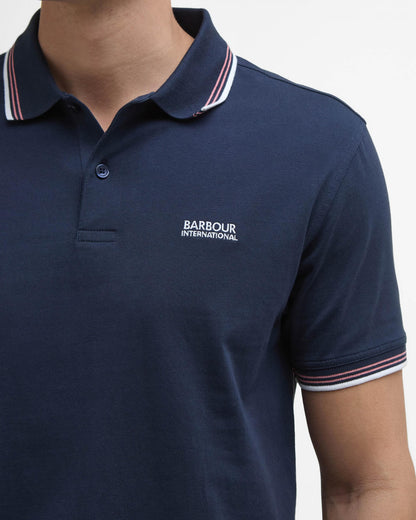 Barbour International Ethan Mens Tipped Polo Shirt - Navy
