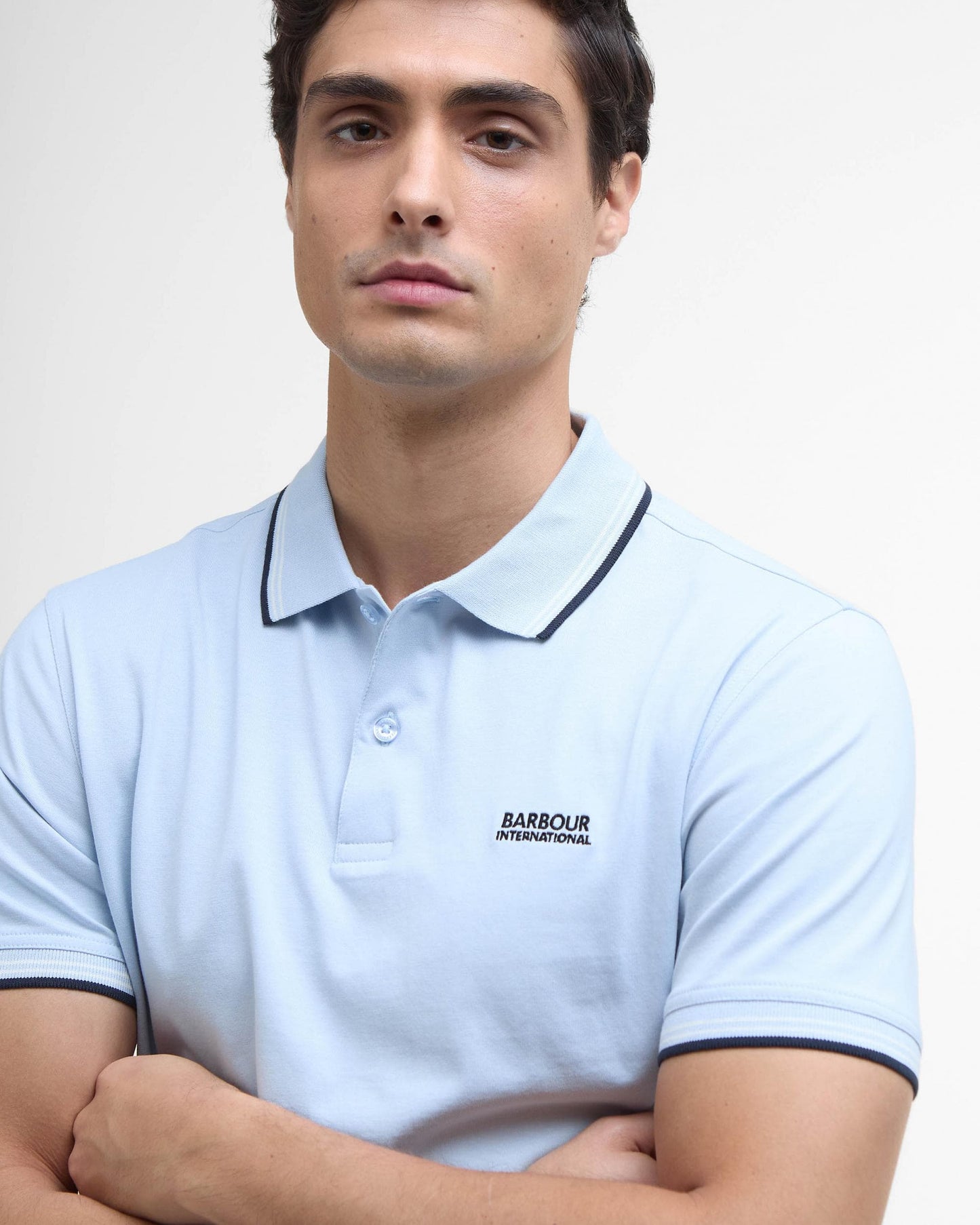Barbour International Ethan Mens Tipped Polo Shirt - Heritage Blue