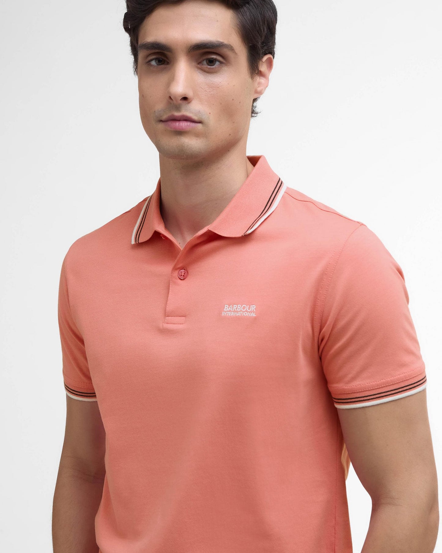 Barbour International Ethan Mens Tipped Polo Shirt - Coral