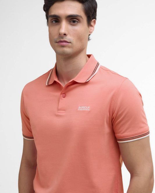 Barbour International Ethan Mens Tipped Polo Shirt - Coral