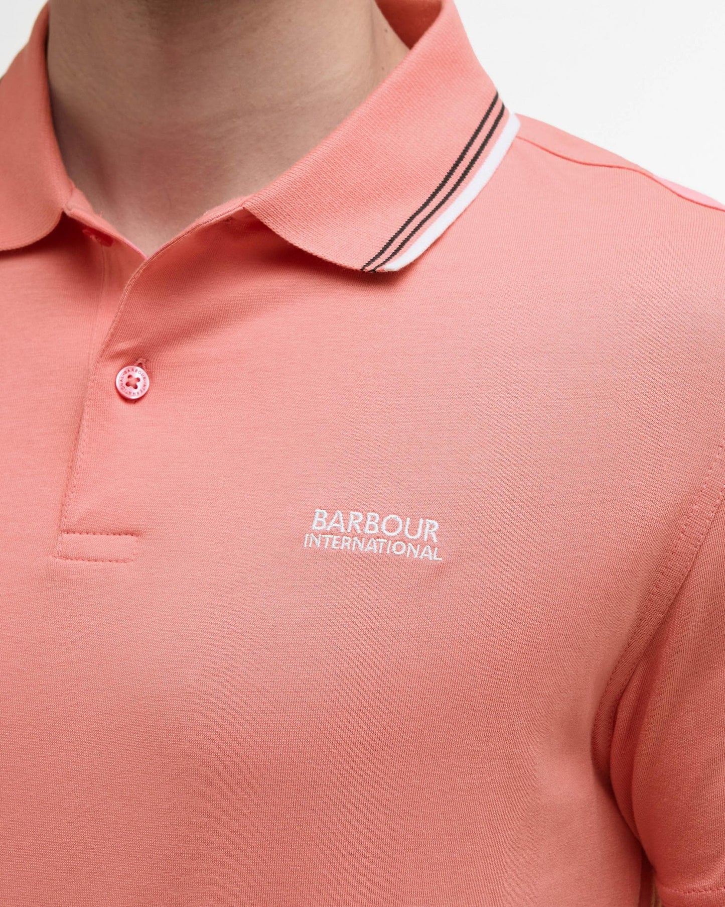 Barbour International Ethan Mens Tipped Polo Shirt - Coral