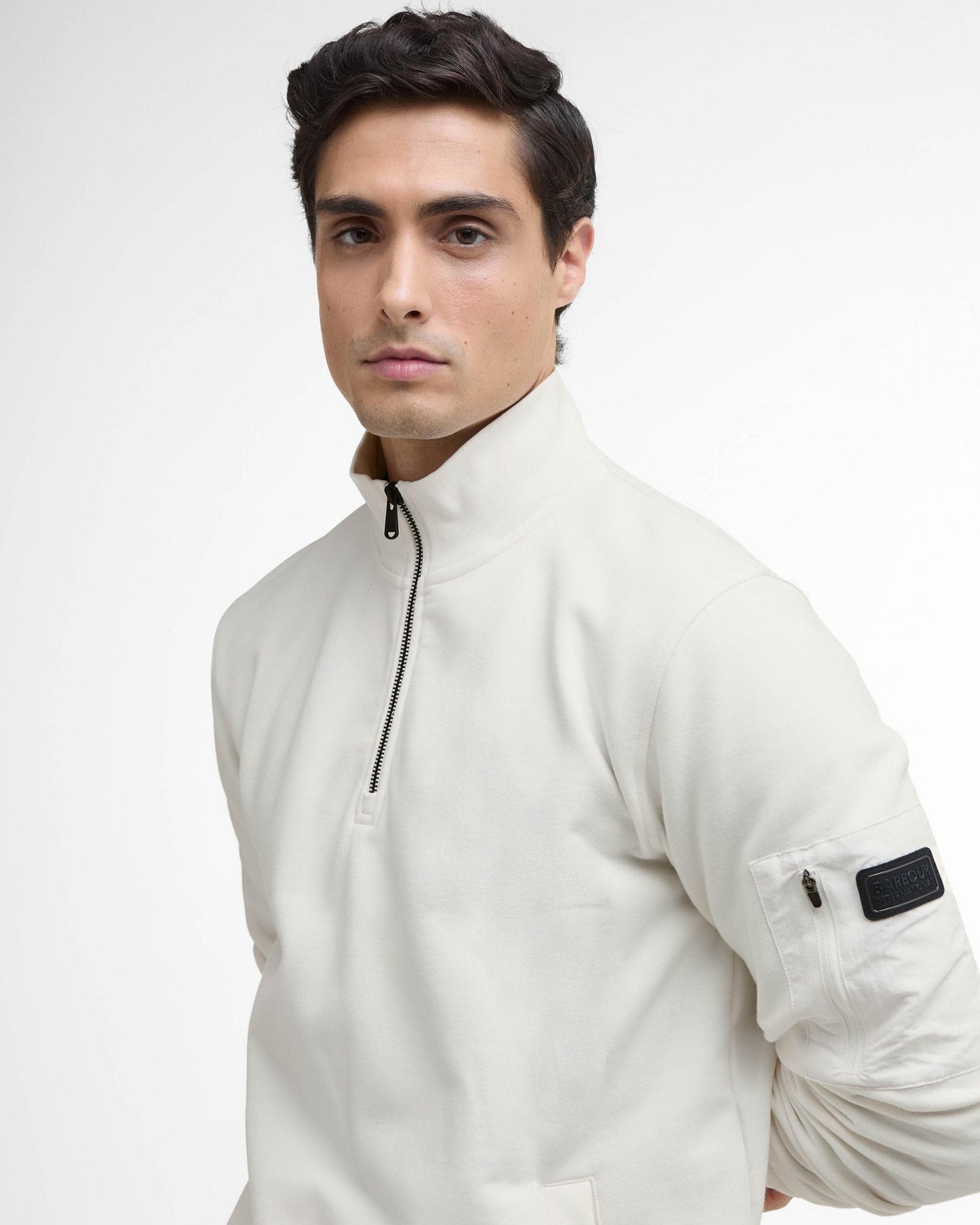 Barbour International Ewan Mens Funnel Neck Sweatshirt - Whisper White