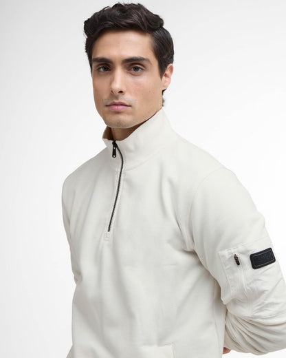 Barbour International Ewan Mens Funnel Neck Sweatshirt - Whisper White