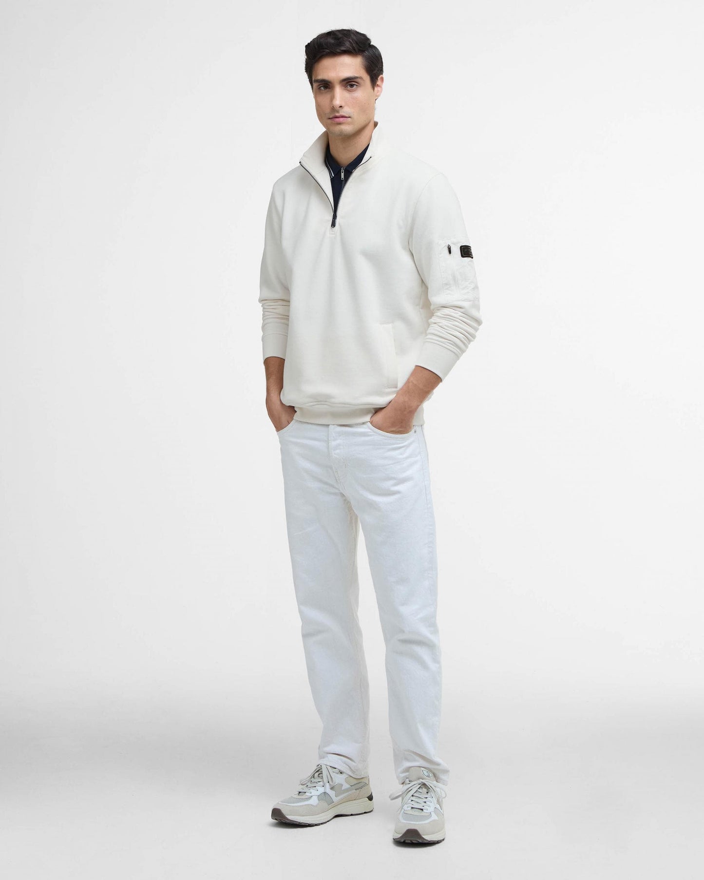 Barbour International Ewan Mens Funnel Neck Sweatshirt - Whisper White