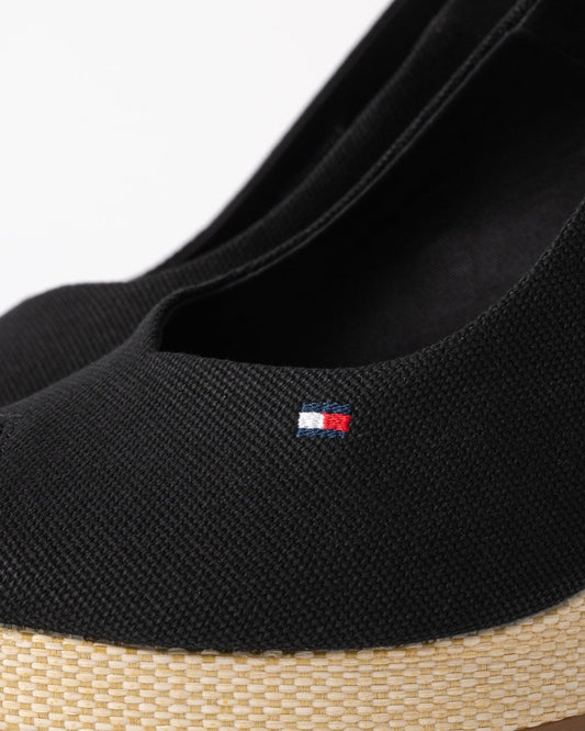 Tommy Hilfiger Womens Flag Slingback Wedge  Espadrille - Black