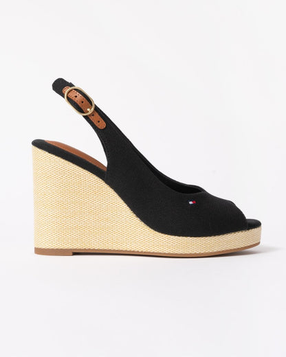 Tommy Hilfiger Womens Flag Slingback Wedge  Espadrille - Black