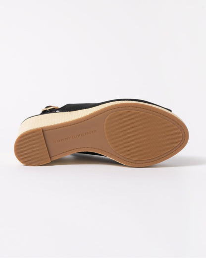 Tommy Hilfiger Womens Flag Slingback Wedge  Espadrille - Black