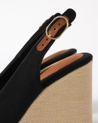 Tommy Hilfiger Womens Flag Slingback Wedge  Espadrille - Black