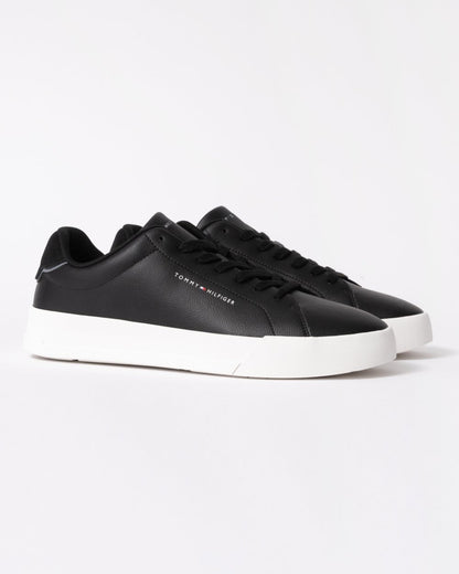 Tommy Hilfiger Court Leather Detailed Mens Trainer - Black