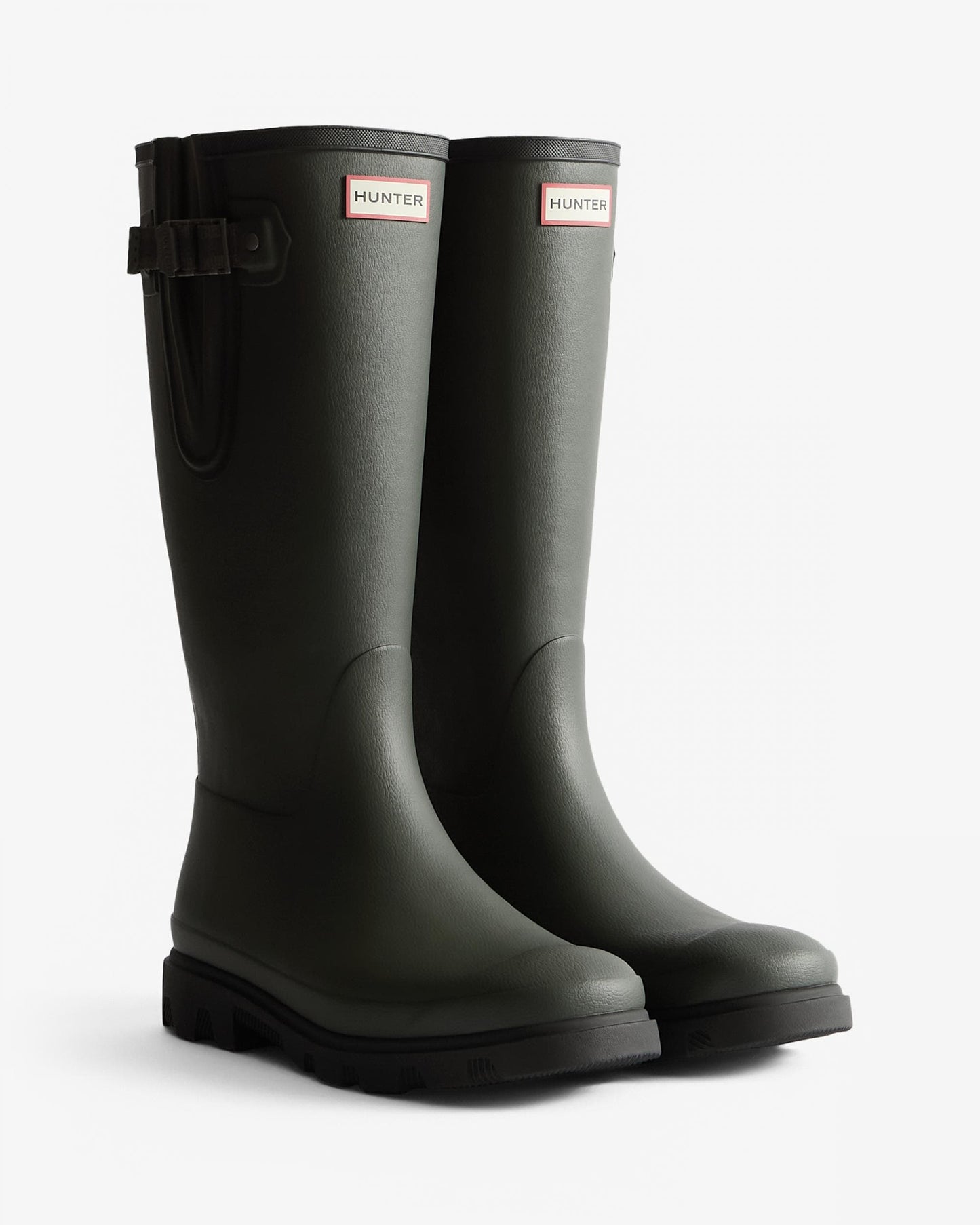 Hunter Downpour Mens Adjustable Boot - Dark Olive/Black