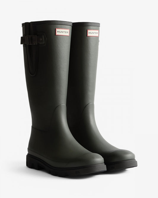 Hunter Downpour Mens Adjustable Boot - Dark Olive/Black