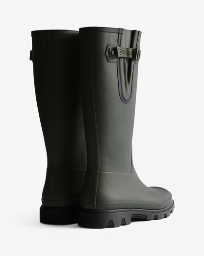 Hunter Downpour Mens Adjustable Boot - Dark Olive/Black